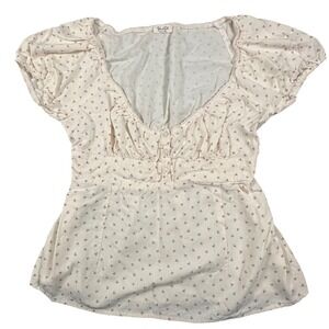 John Galt Blair Top White Pink Floral Short Sleeve Cottagecore Coquette
